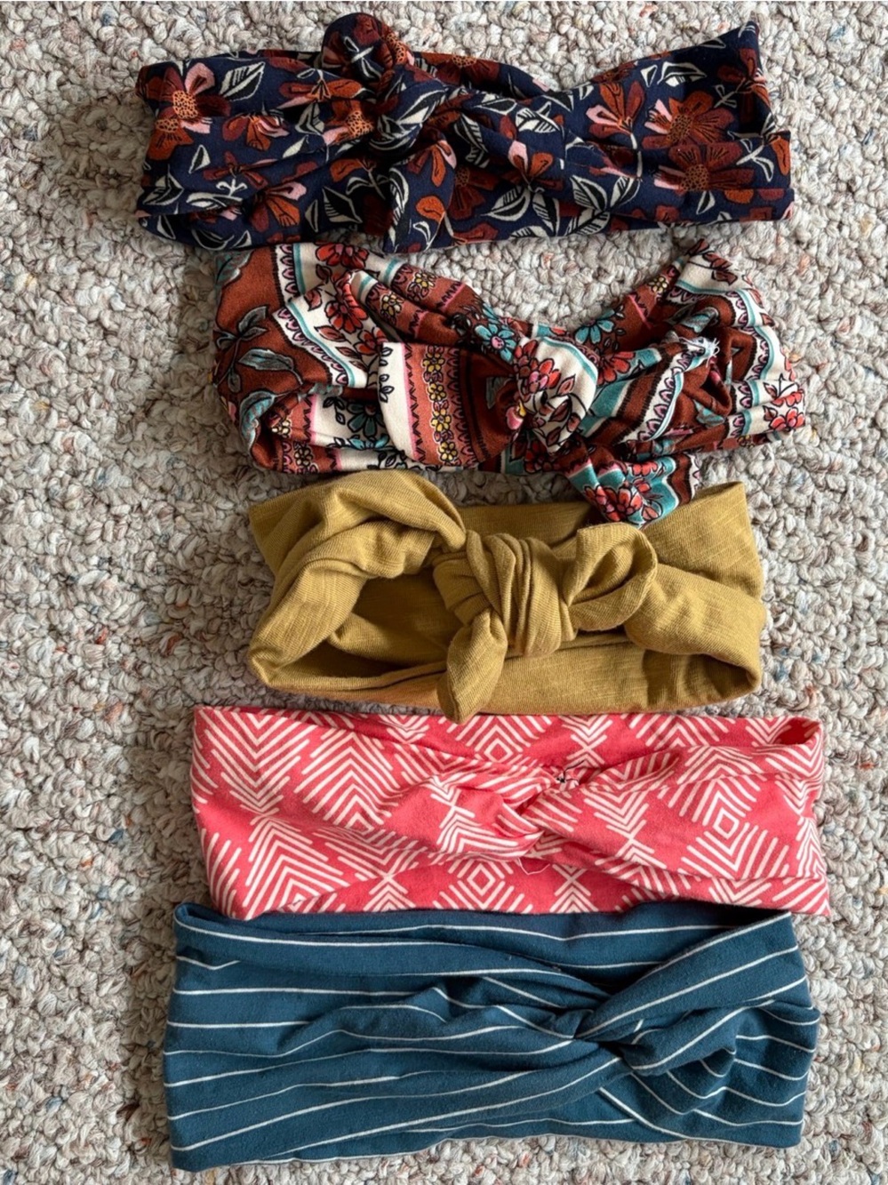 5 Pack Women’s Handmade Headbands Stretch Jersey Cotton Adjustable Summer Fall